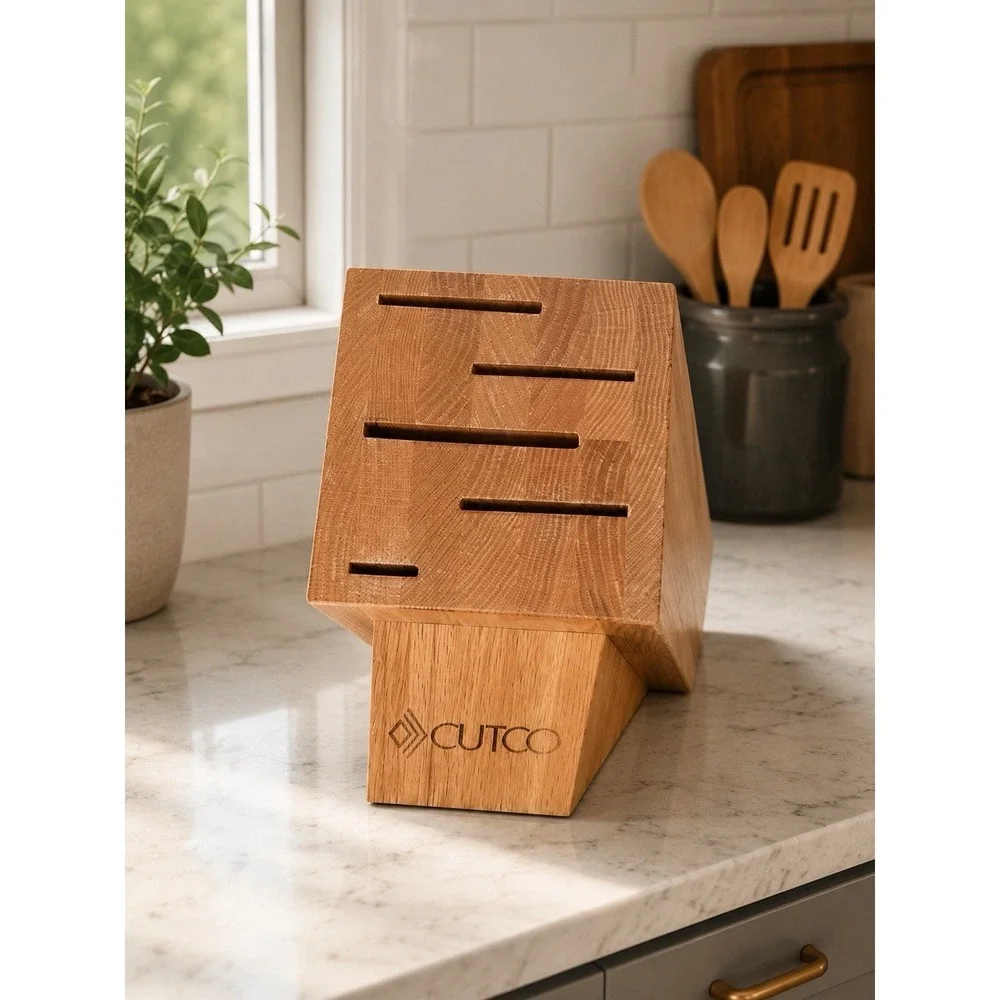 CUTCO 5 Slot Gourmet Set Knife Block #1749 Solid Oak Wood  Honey Finish Made USA